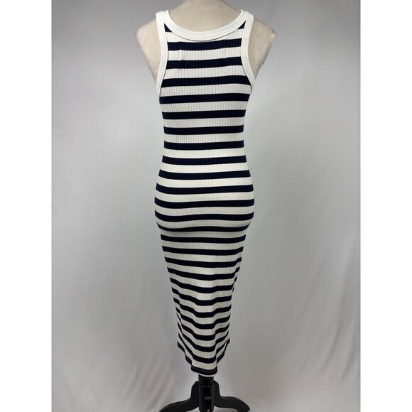 Mother Move It The Chin Ups Midi Dress Blue White Stripe Size XS Ribbed Tank - Picture 3 of 12